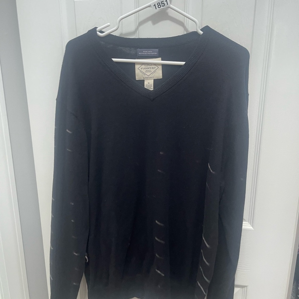 St. John's Bay Men's Black V-Neck Sweater